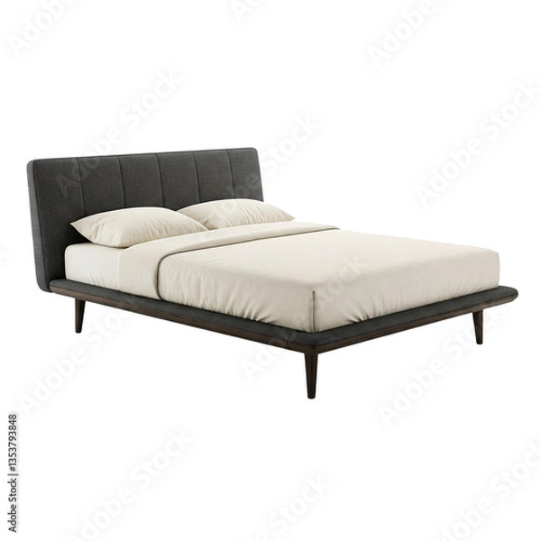 Fototapeta Modern bed isolated on transparent background 