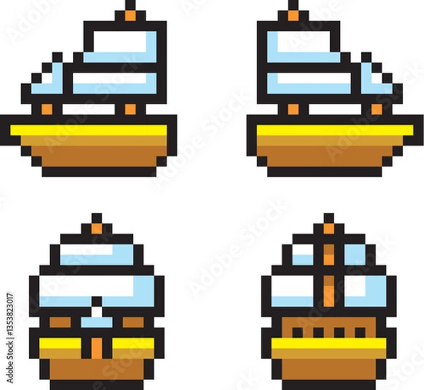 Obraz レトロゲーム風ドット絵　船