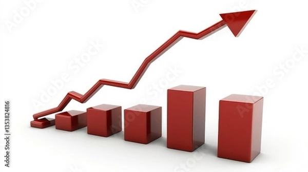 Fototapeta A D-rendered business graph showing an exponential rise in stock prices, symbolizing financial prosperity and market growth, with copy space.