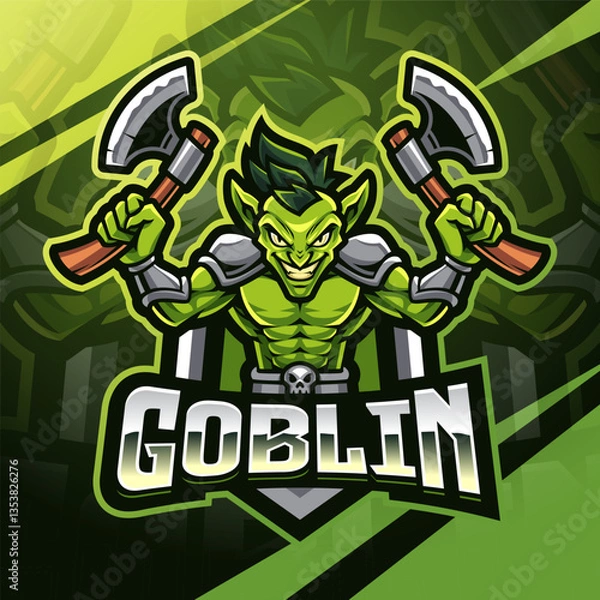 Obraz goblin mascot logo design vector with modern illustration concept style for badge, emblem and t shirt printing. smart goblin illustration with coin in hand.