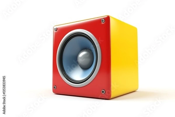 Obraz Colorful Cube Speaker on White Background. Possible use for presentations