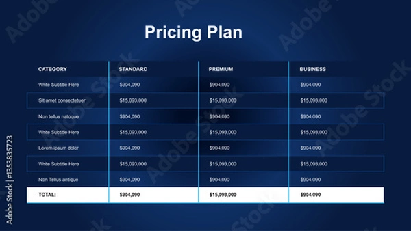 Obraz Pricing Plans for Software Basic Business and Premium Options