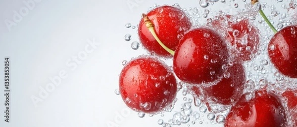 Obraz Cherries in water