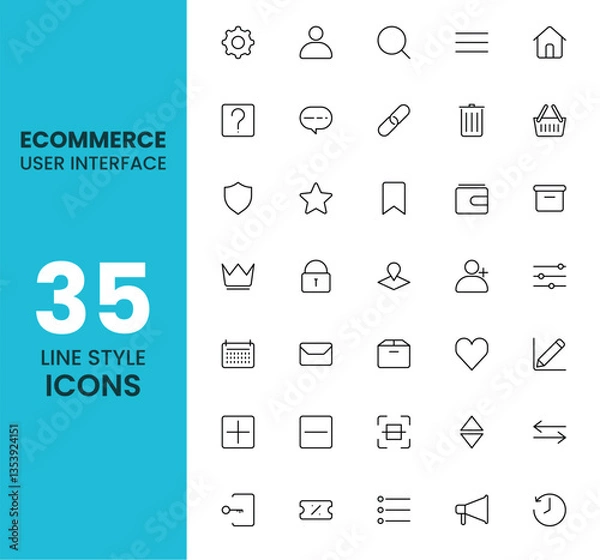 Obraz Ecommerce user interface icon set with outline style