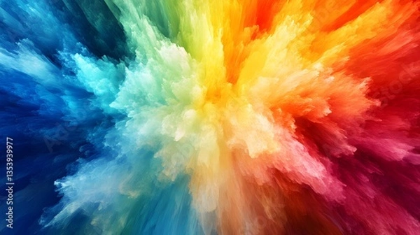 Fototapeta A Burst of Color: A vibrant and dynamic explosion of colors, showcasing a vivid spectrum of hues in a stunning visual display. A rainbow of colors.