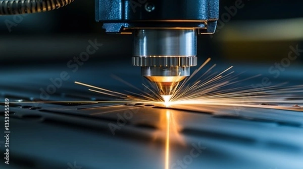 Obraz Advanced Industrial Laser Cutter Performing High-Precision Cuts
