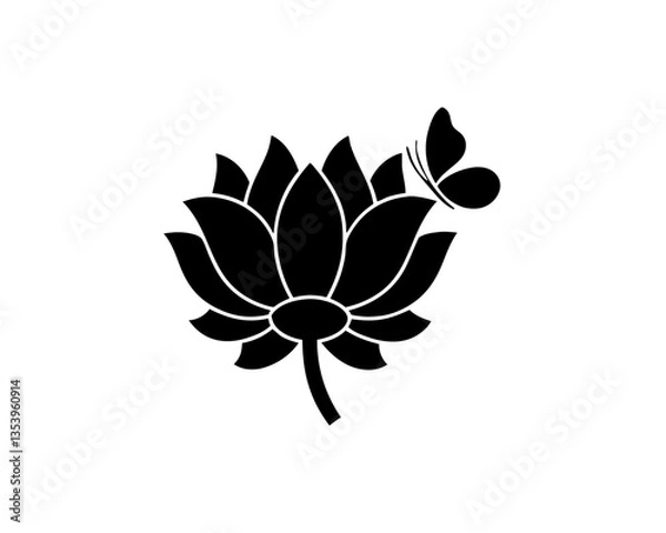 Obraz creative details Flower with a Tiny Butterfly Icon vector illustration