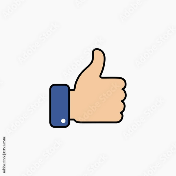 Fototapeta Thumb up symbol, finger up icon vector illustration