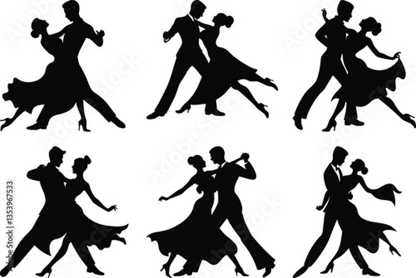 Fototapeta dancing couple set