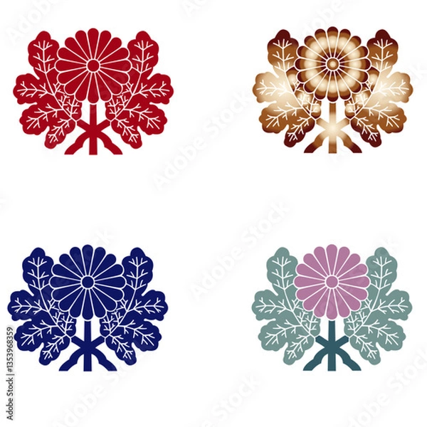 Fototapeta カラー家紋:葉菊（透過可）