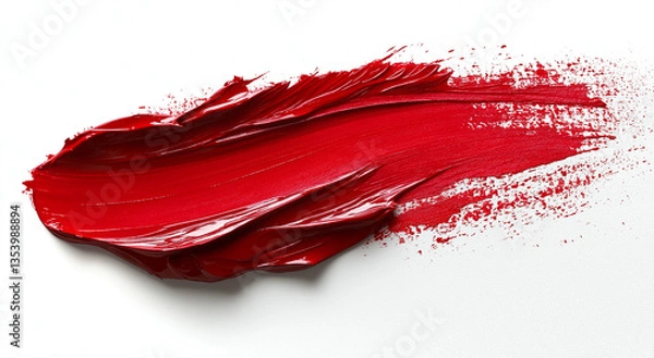 Obraz Red Oil Paint Brush Strokes Isolated on White Background