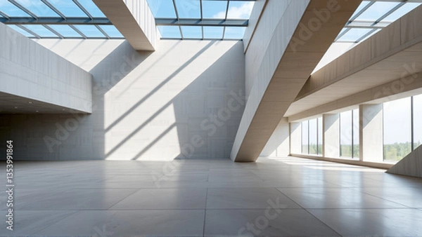 Fototapeta Empty spacious room with concrete walls