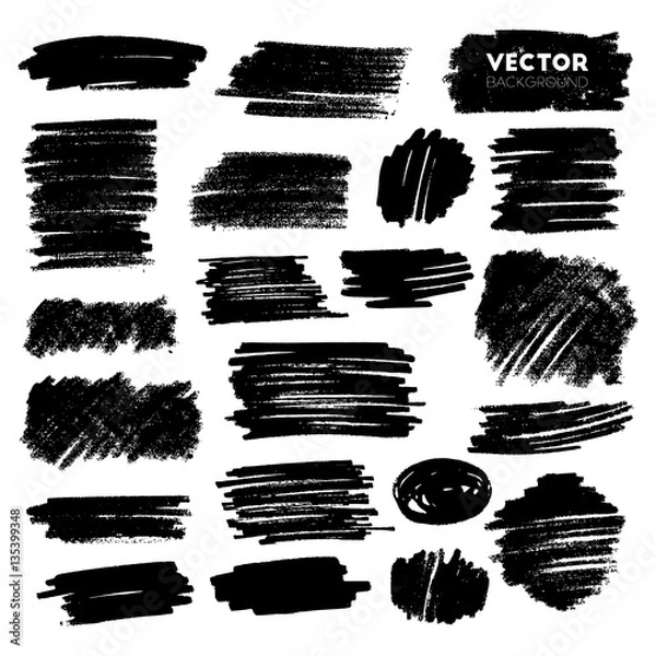 Fototapeta Vector set of grunge brush strokes