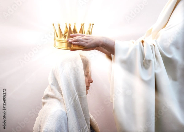 Obraz Hands placing a crown on a woman's head