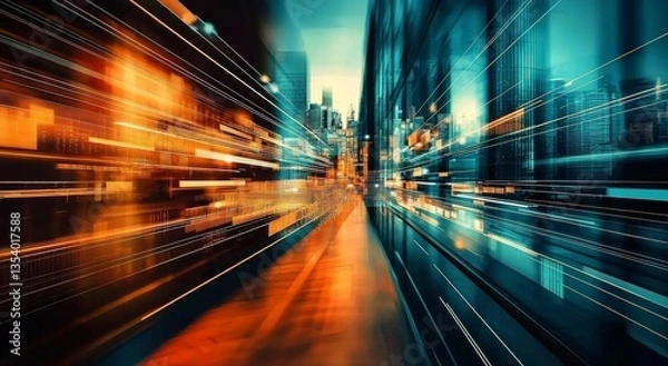 Fototapeta Illustrative Representation of Business Activity with Motion Elements.
