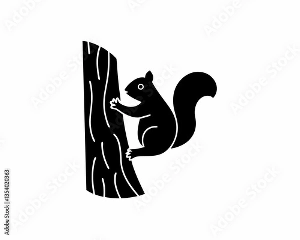 Fototapeta creative details Squirrel Climbing a Tree Icon vector illustration