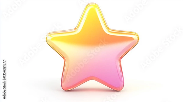 Fototapeta Isolated shiny star with yellow and pink gradient on a white background in a studio setting light