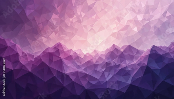 Obraz Abstract polygonal geometric background with shades of purple. Purple pastel mountain landscape