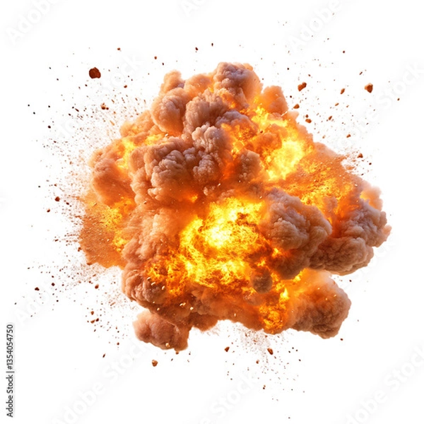 Fototapeta Fireball Explosion Igniting Surroundings Isolated on Transparent Background