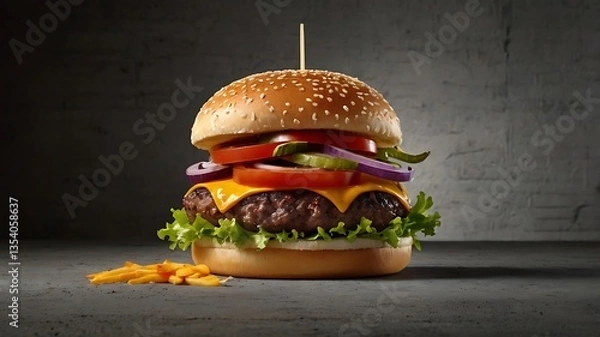 Fototapeta hamburger on a plate