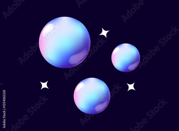 Obraz abstract circle round bubble sphere vector 3d illustration in modern hologram vibrant ligh style