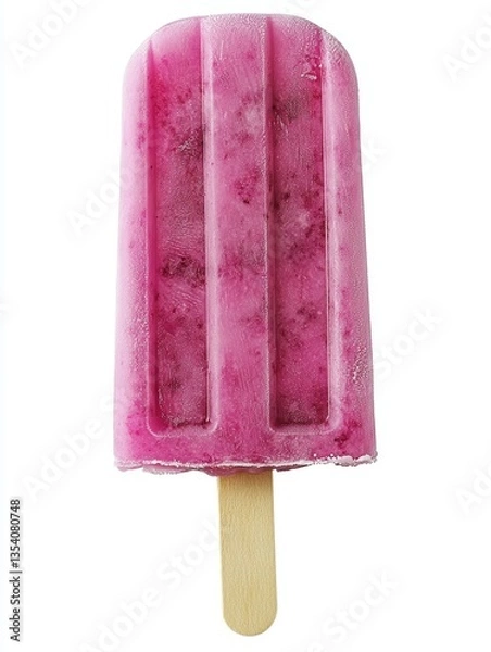 Fototapeta Colorful Pink Popsicle Isolated on a Clean White Background with Clean Lines and Minimalist Composition