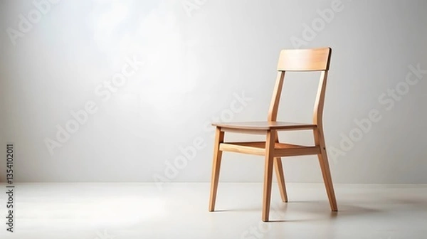 Fototapeta Light Wood Chair in Minimalist Setting
