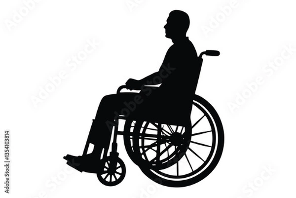 Obraz silhouette old person disabled on wheelchair isolated on a white background