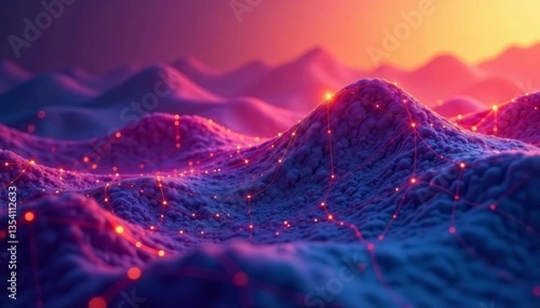 Obraz Geometric topographic map lines in gradient colors, vector, illustration, topography