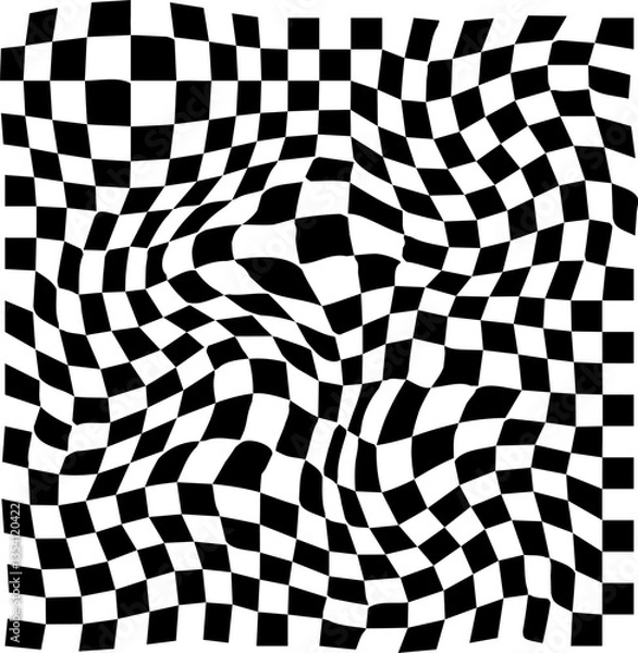 Fototapeta Checkered pattern background, checkerboard distorted squares
