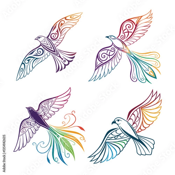 Fototapeta Unique bird logo Modern and minimalist vector and abstract logo