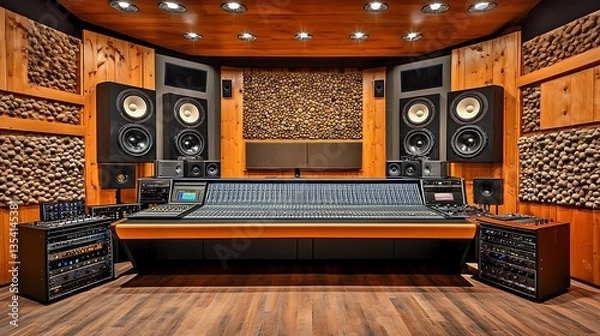 Obraz Professional recording studio interior displaying sound equipment and acoustic treatment