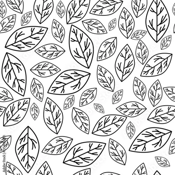 Obraz leaves seamless print in line work