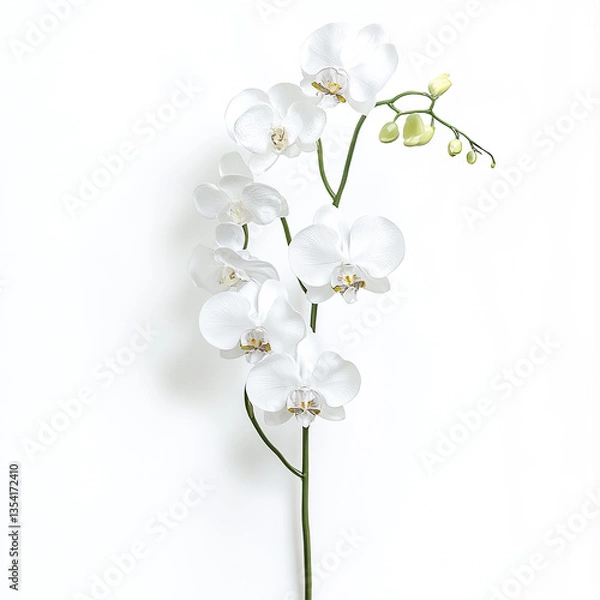 Obraz White orchid on white background, elegant and serene
