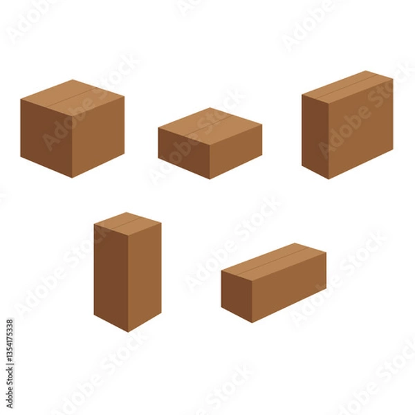 Obraz box carton render in vector isometric views