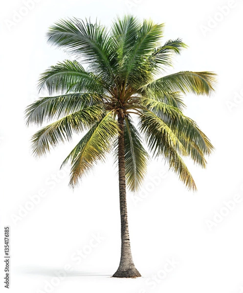 Fototapeta Tall palm tree isolated on white background