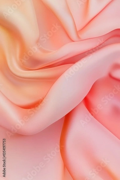 Fototapeta Drapery of Silk: Luxurious coral-pink silk fabric in delicate folds, capturing the gentle play of light and shadow on its smooth, refined surface. Evokes a sense of elegance and serenity.