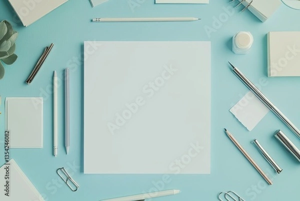 Fototapeta Clear Pixel Picture of Cute Blank Stationery Set