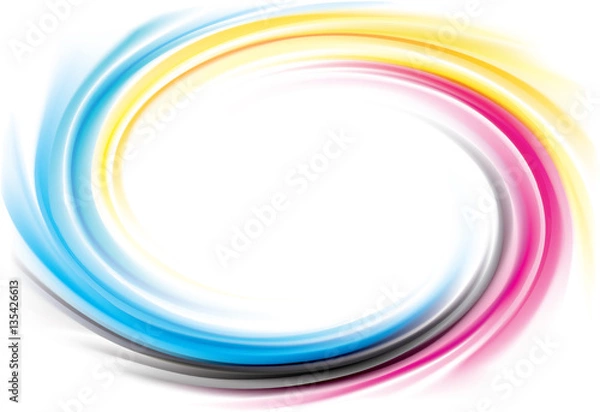 Fototapeta Vector swirl background of primary colors printing process: CMYK