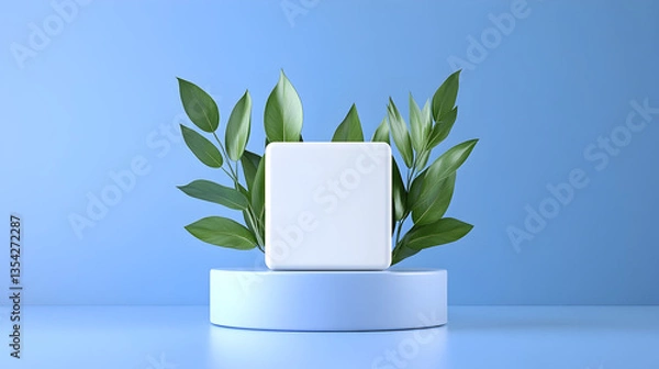 Obraz Mockup white box float on blue background 