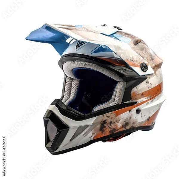 Fototapeta A helmet with a blue and white design