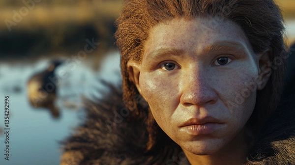 Obraz AI-generated facial reconstruction of a Denisovan teenager based on DNA methylation studies.  