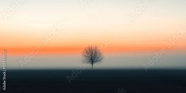 Fototapeta Solitary White Tree: Abstract Landscape Art Print for Minimalist Decor
