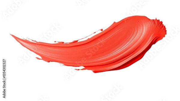 Fototapeta red paint stroke isolated in transparent background
