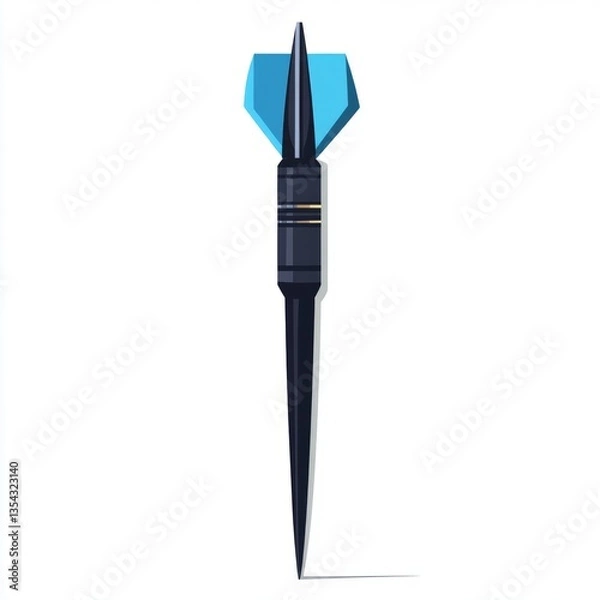 Fototapeta Flat design of a dart, pointed metal tip with a sleek black barrel and vibrant blue fletching