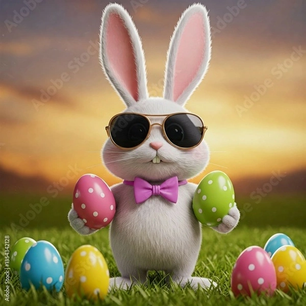 Obraz easter bunny with easter eggs