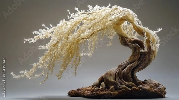 Fototapeta With its gracefully falling branches made with tiny silky threads to resemble the delicate leaves, this 3D sculpture of a weeping willow is incredibly detailed.