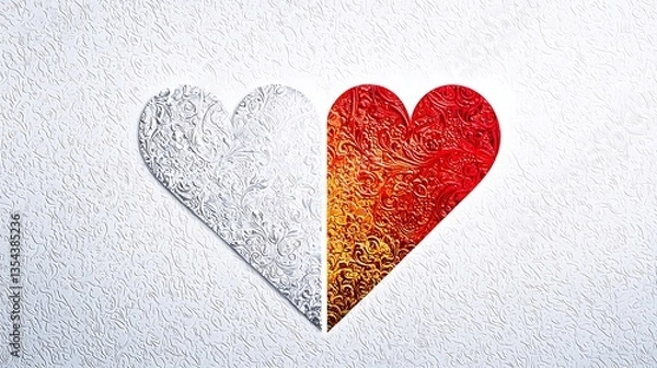 Fototapeta Two Hearts for One Love, Textured Background.