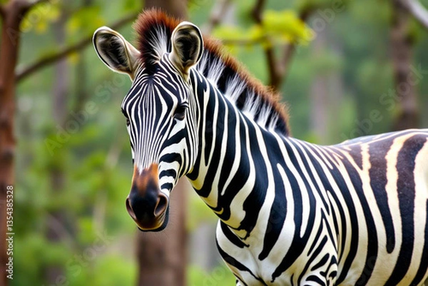 Fototapeta Elegant Zebra Showcasing Its Striking Stripes in Bright, Vibrant Colors Against a Dynamic Background, Vibrant Wallpaper