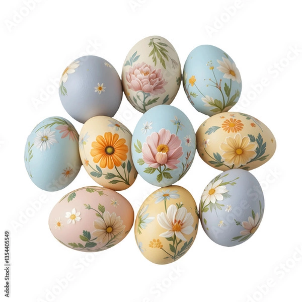 Obraz Colorful Easter eggs decorated with flowers a spring celebration